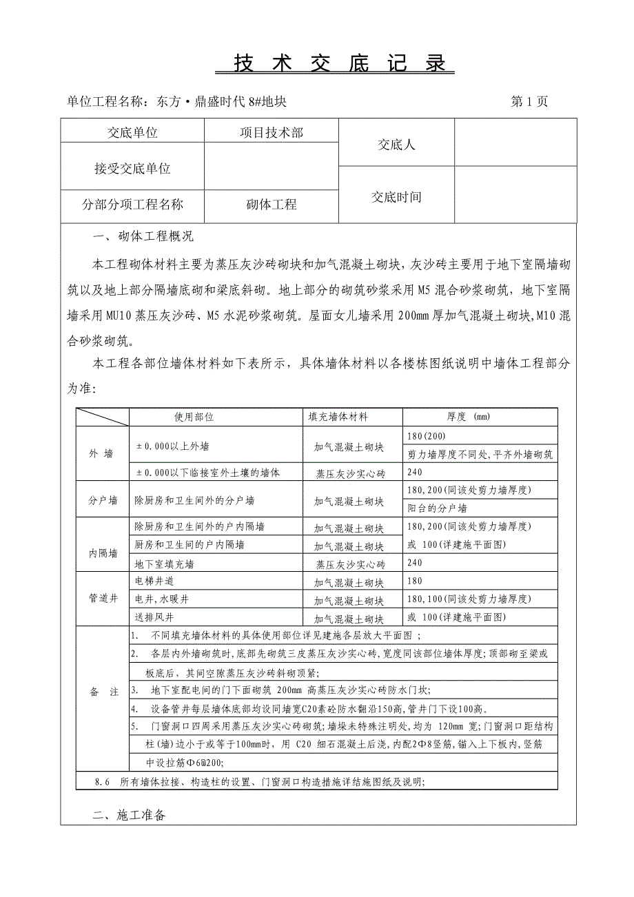 河南小区高层住宅楼砌体工程技术交底_第1页