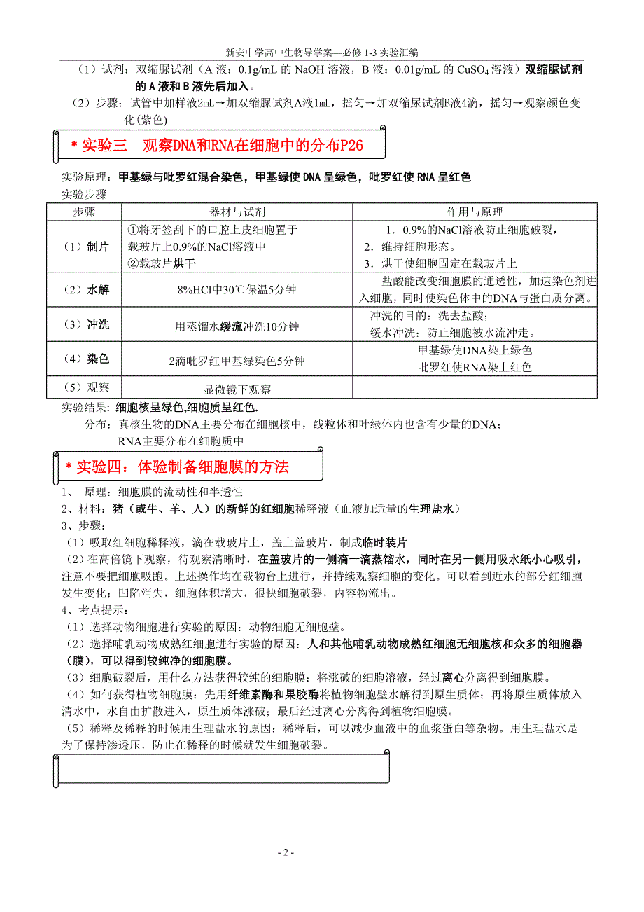 高中生物必修2——必修3重点实验汇编_第2页