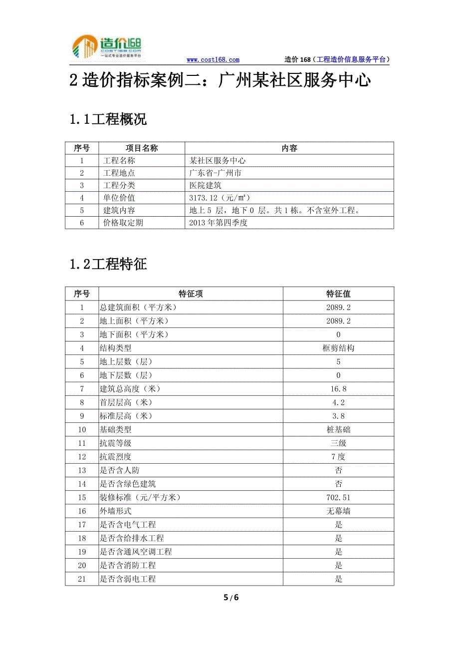 广州市社区服务中心工程造价指标分析_第5页