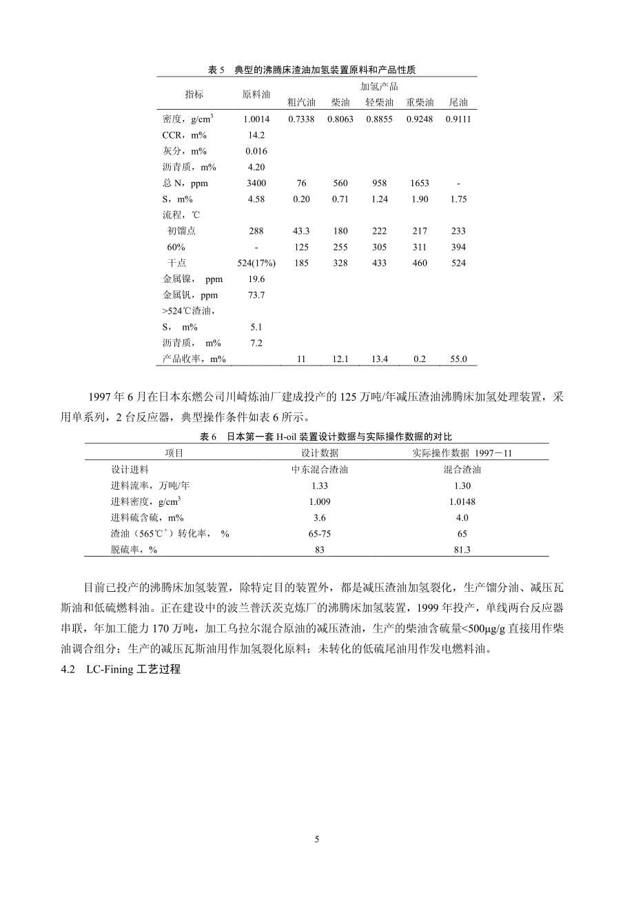 渣油沸腾床加氢处理技术进展_第5页