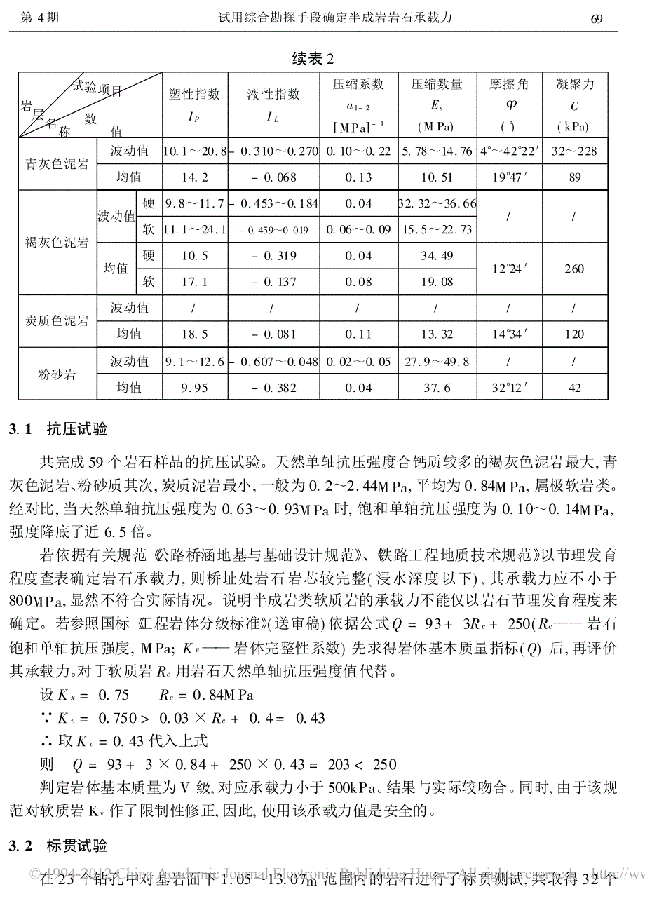 试用综合勘探手段确定半成岩岩石承载力_第4页