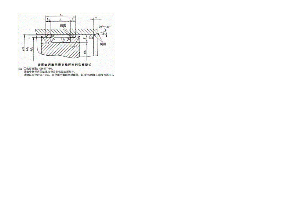 液压缸活塞用带支承环密封沟槽有关尺寸与公差_第2页