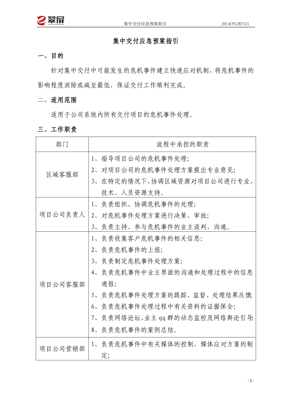 房屋集中交付应急预案_第1页