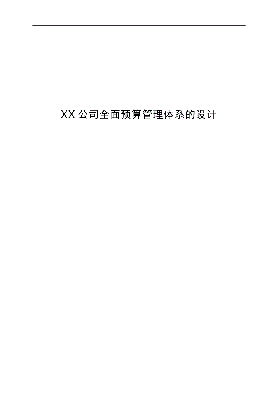 XX公司全面预算管理体系设计_第1页