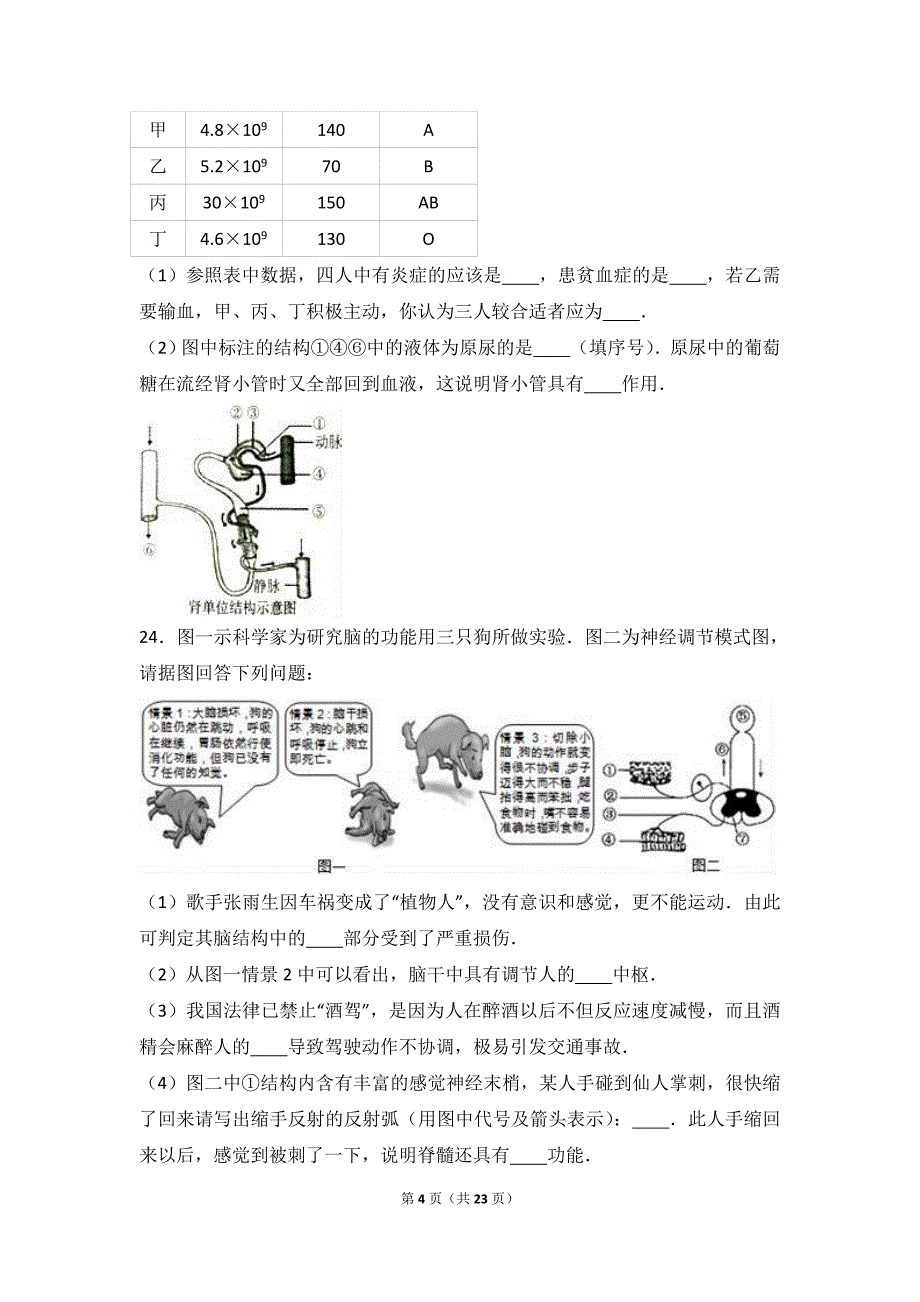 陕西省榆林市府谷县2015-2016学年七年级(下)期末生物试卷(解析版)_第4页