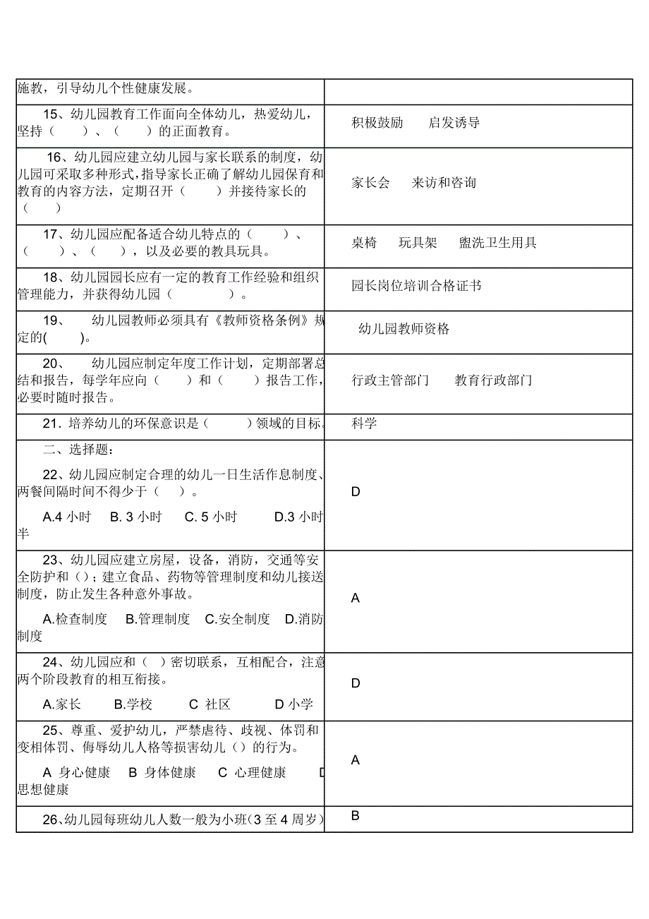 幼儿园规程纲要试题[1]_第2页