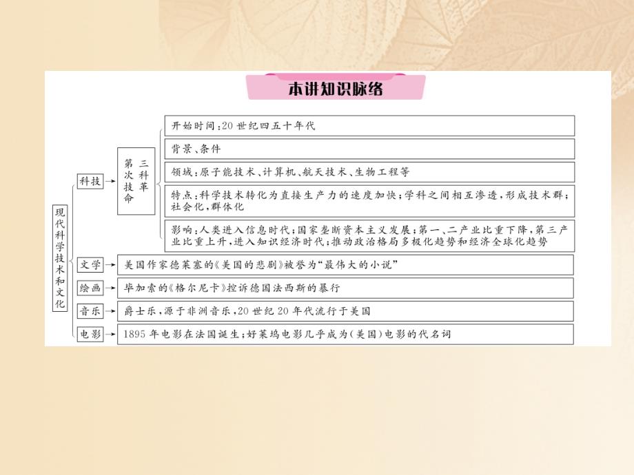 2018年中考历史总复习 第一编 教材知识速查篇 模块四 世界现代史 第24讲 现代科学技术和文化课件_第2页