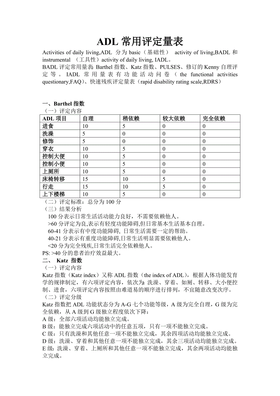 adl常用评定量表_第1页