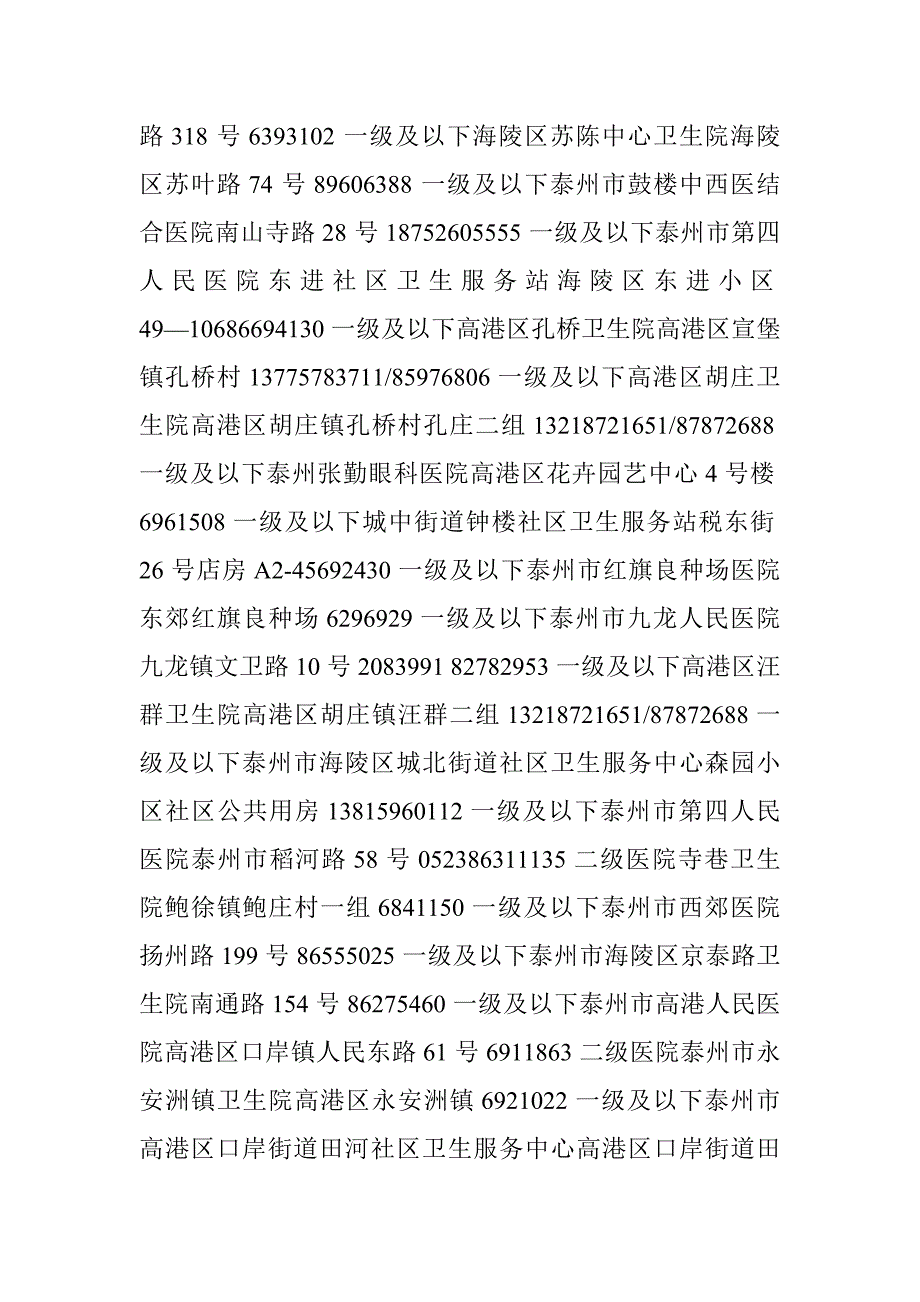 泰州市医保定点医院地址、电话_第2页