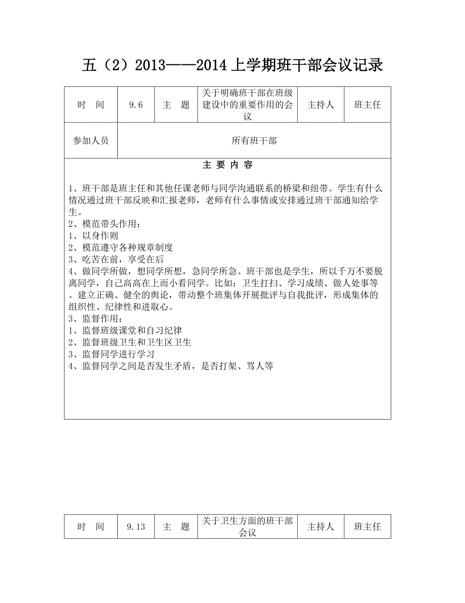 五(2)班班干部谈话记录_第1页