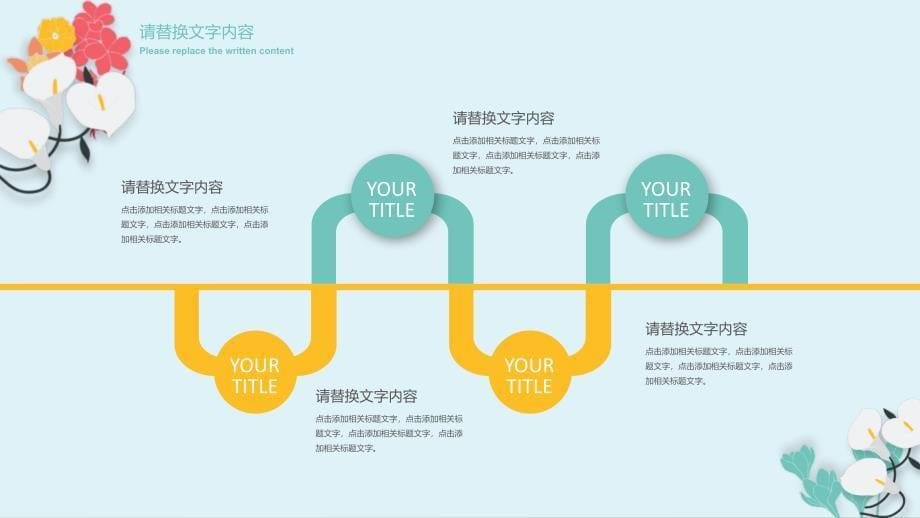 矢量小花小清新文艺范工作总结报告ppt模板_第5页