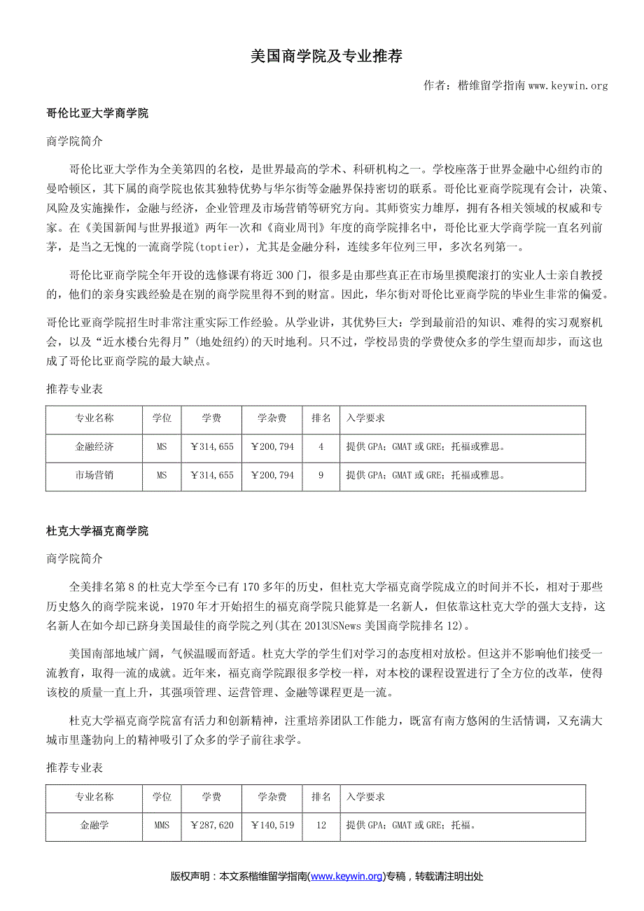 申请美国商学院必读-美国商学院及专业推荐_第1页