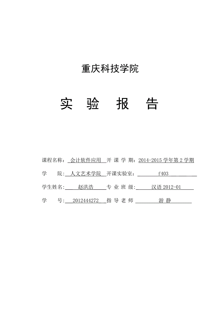 会计软件应用实验报告_第1页