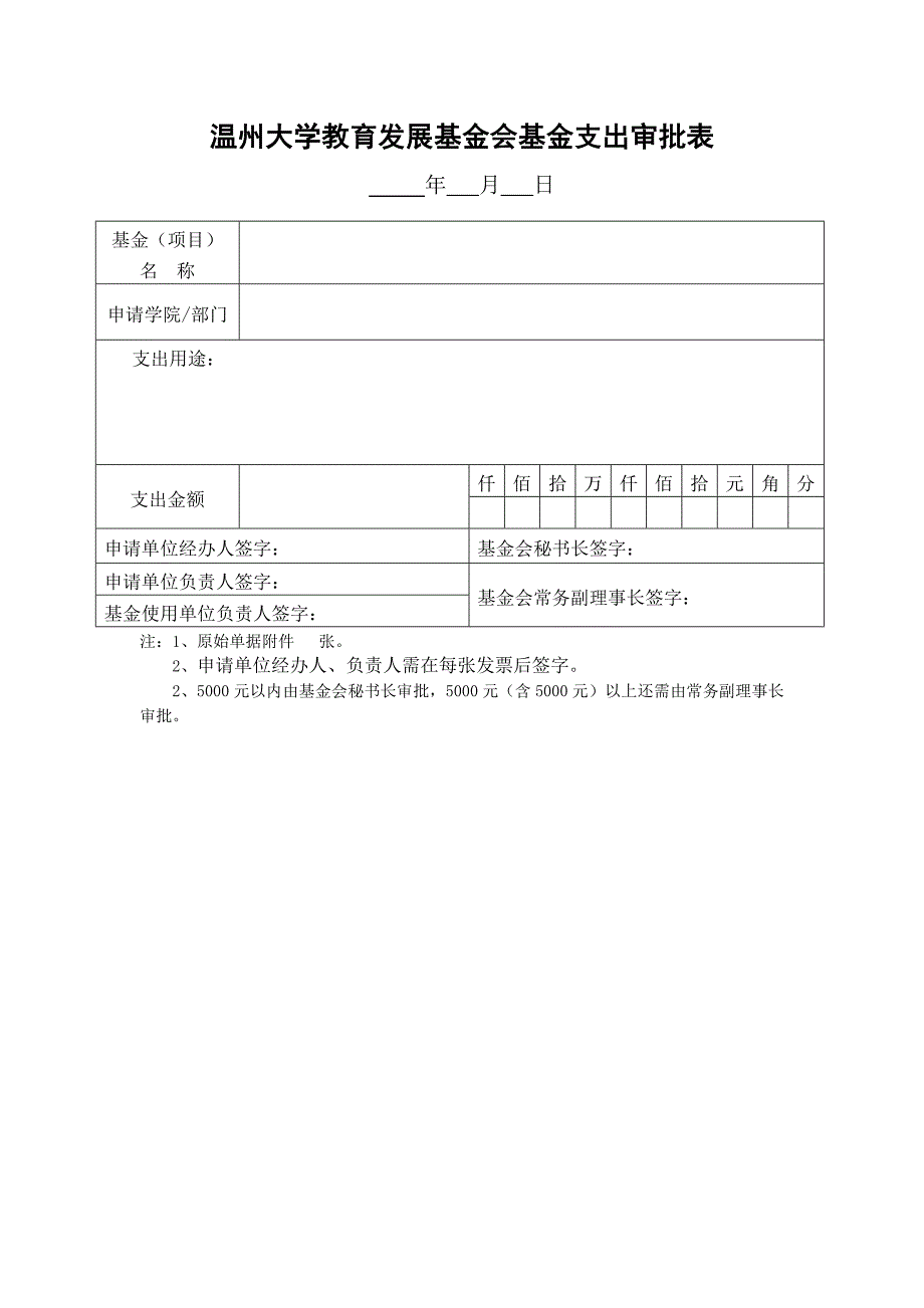 温州大学教育发展基金会基金支出审批表_第1页