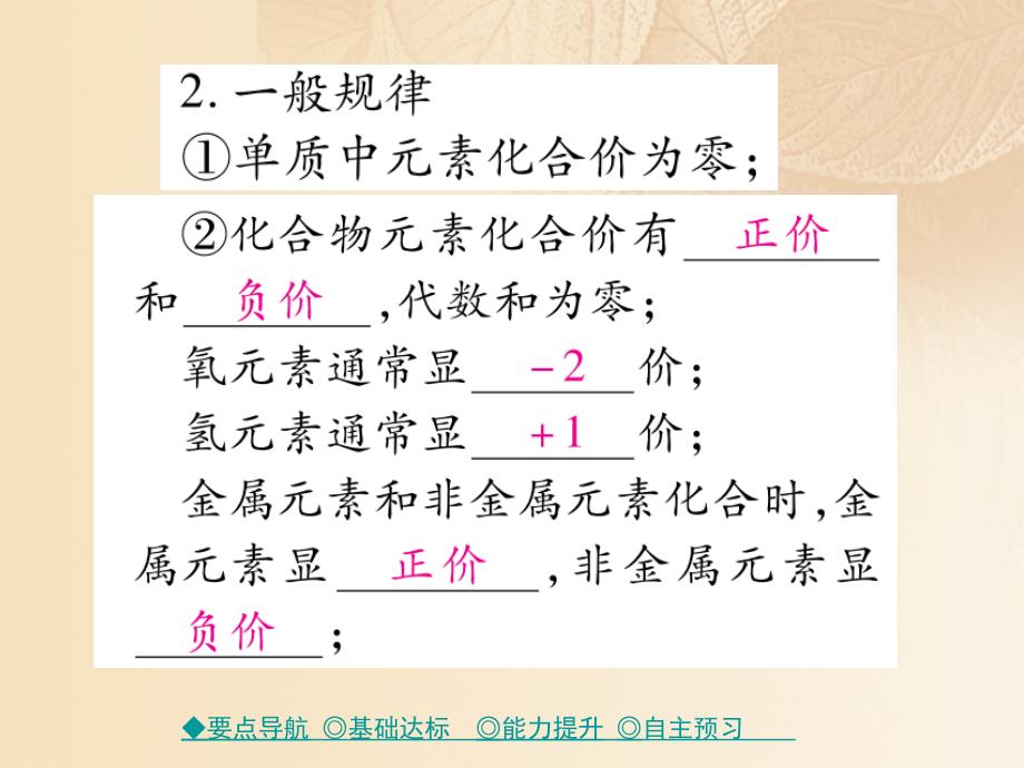 2017秋九年级化学上册 第4单元 课题4 化学式和化合价 课时2 化合价课件 （新版）新人教版_第3页