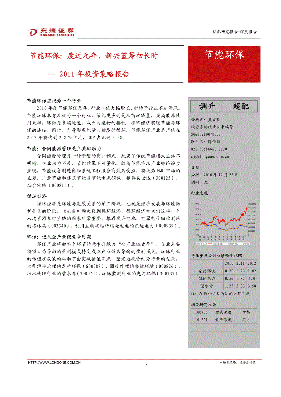 东海证券-101223-2011年节能环保行业投资策略-度过元年,新兴蓝筹初长时_第1页