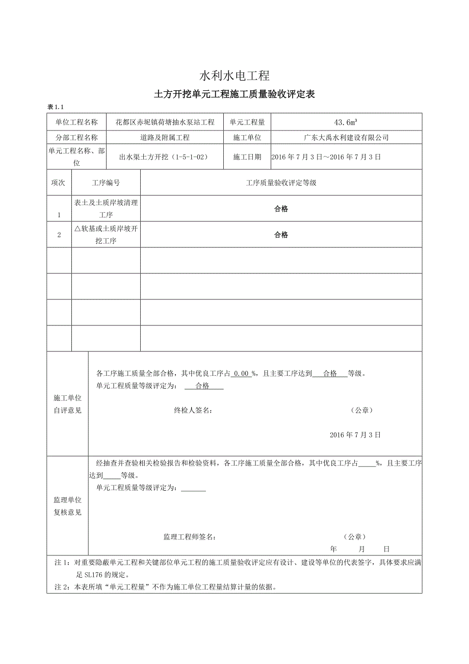 出水渠土方开挖评定表_第2页