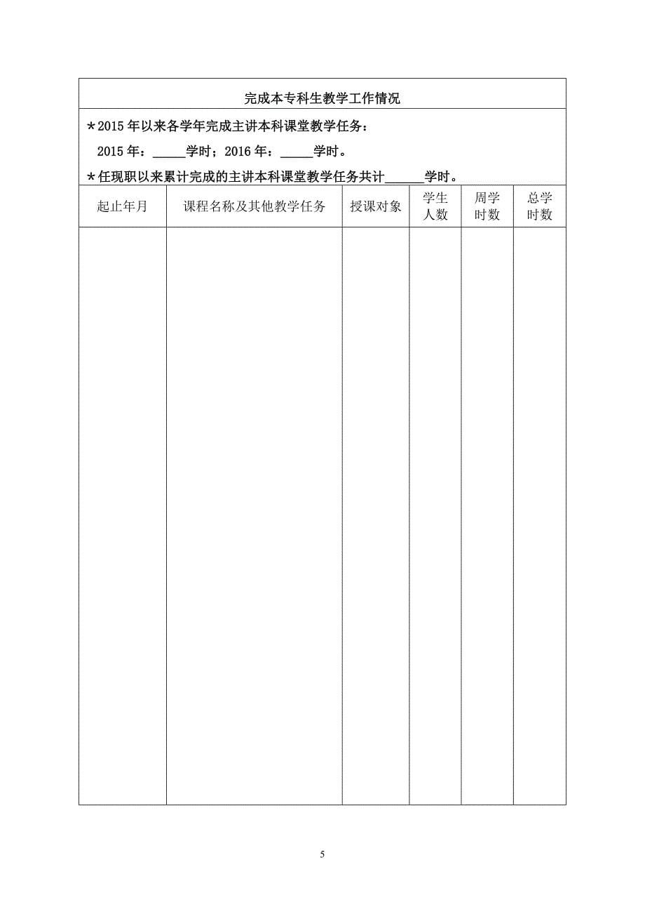 上海海洋大学校聘高级专业技术职务聘任申报表（a表）_第5页