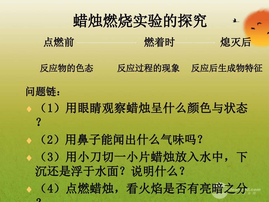 九年级化学上册《课题2_对蜡烛及其燃烧的探究》课件_人教新课标版_第4页