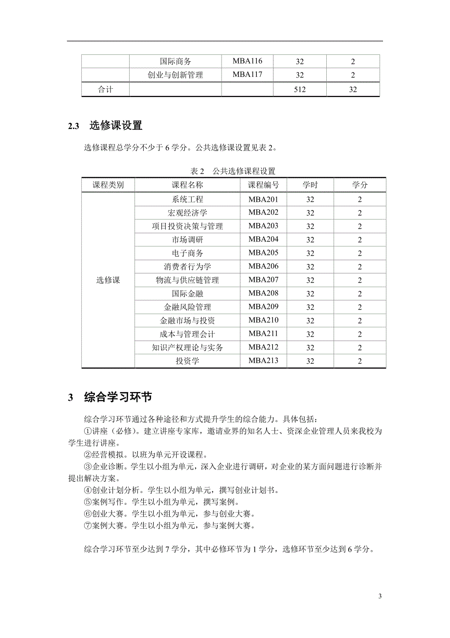 西安交通大学工商管理硕士（MBA）培养方案_第3页