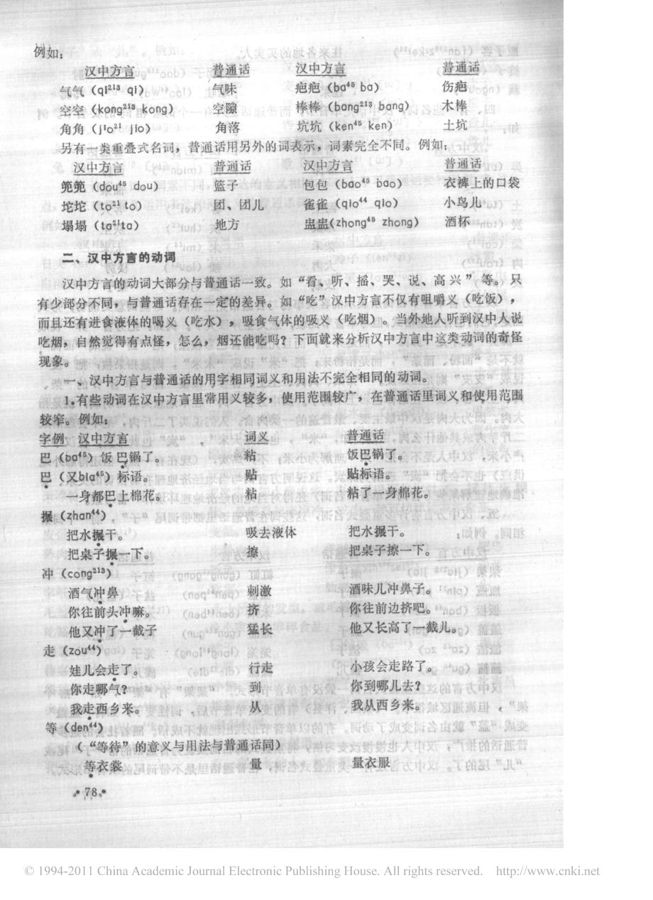 汉中方言词汇浅析_第4页