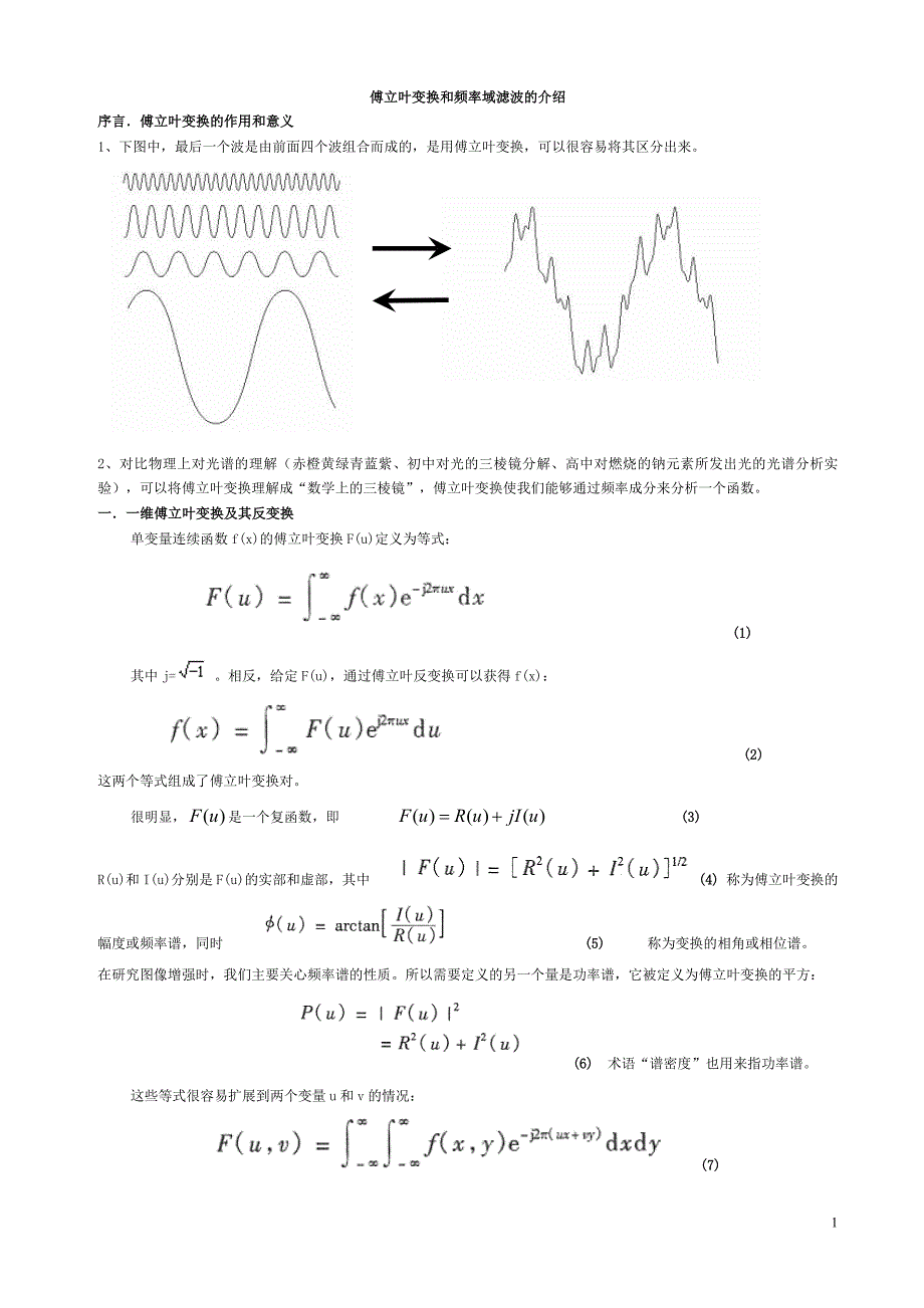 傅里叶变换和频率域滤波的介绍_第1页