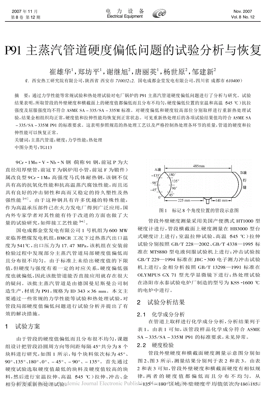 p91主蒸汽管道硬度偏低问题的试验分析与恢复_第1页