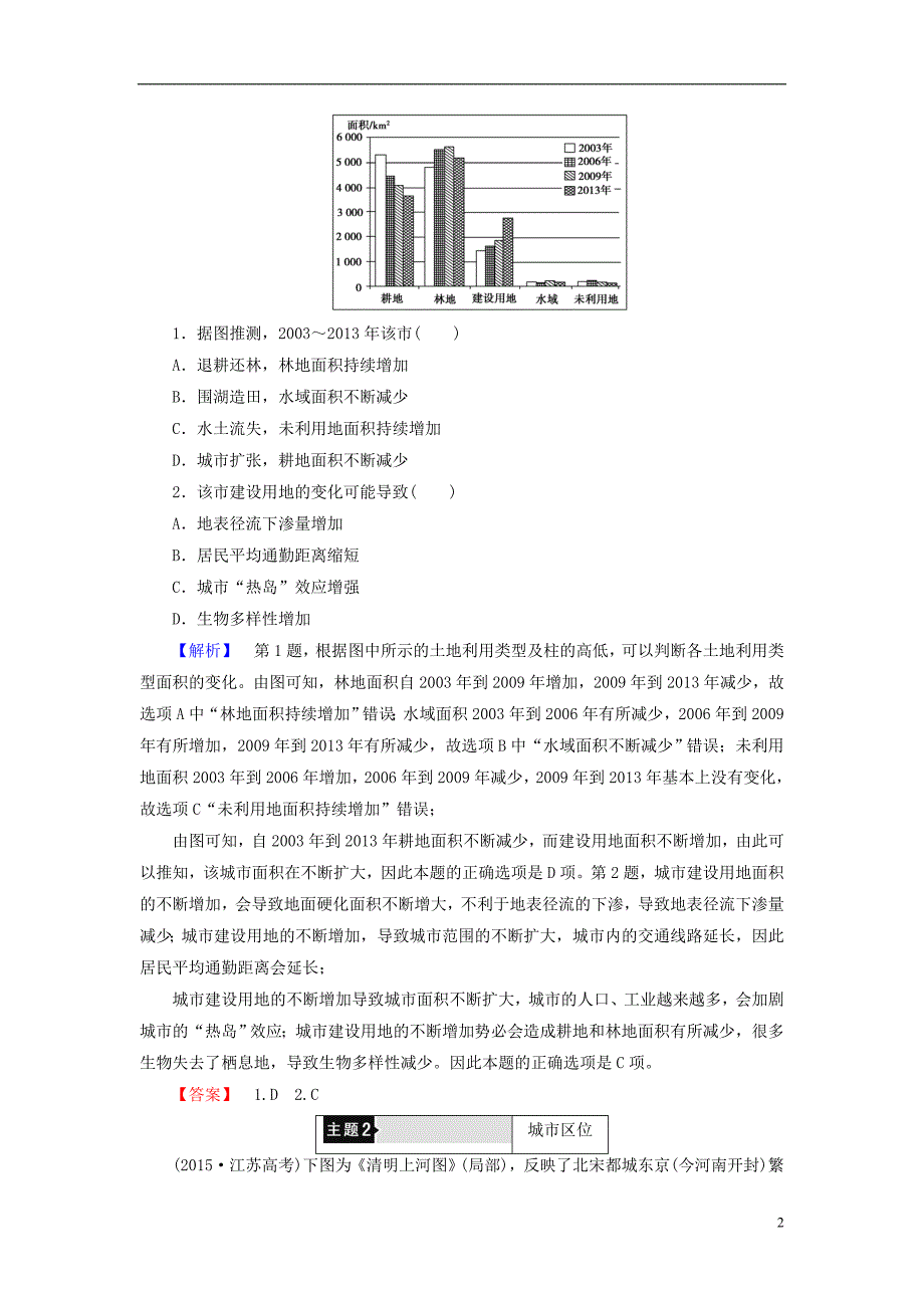 2016-2017学年高中地理 第2单元 城市与环境单元分层突破 鲁教版必修2_第2页