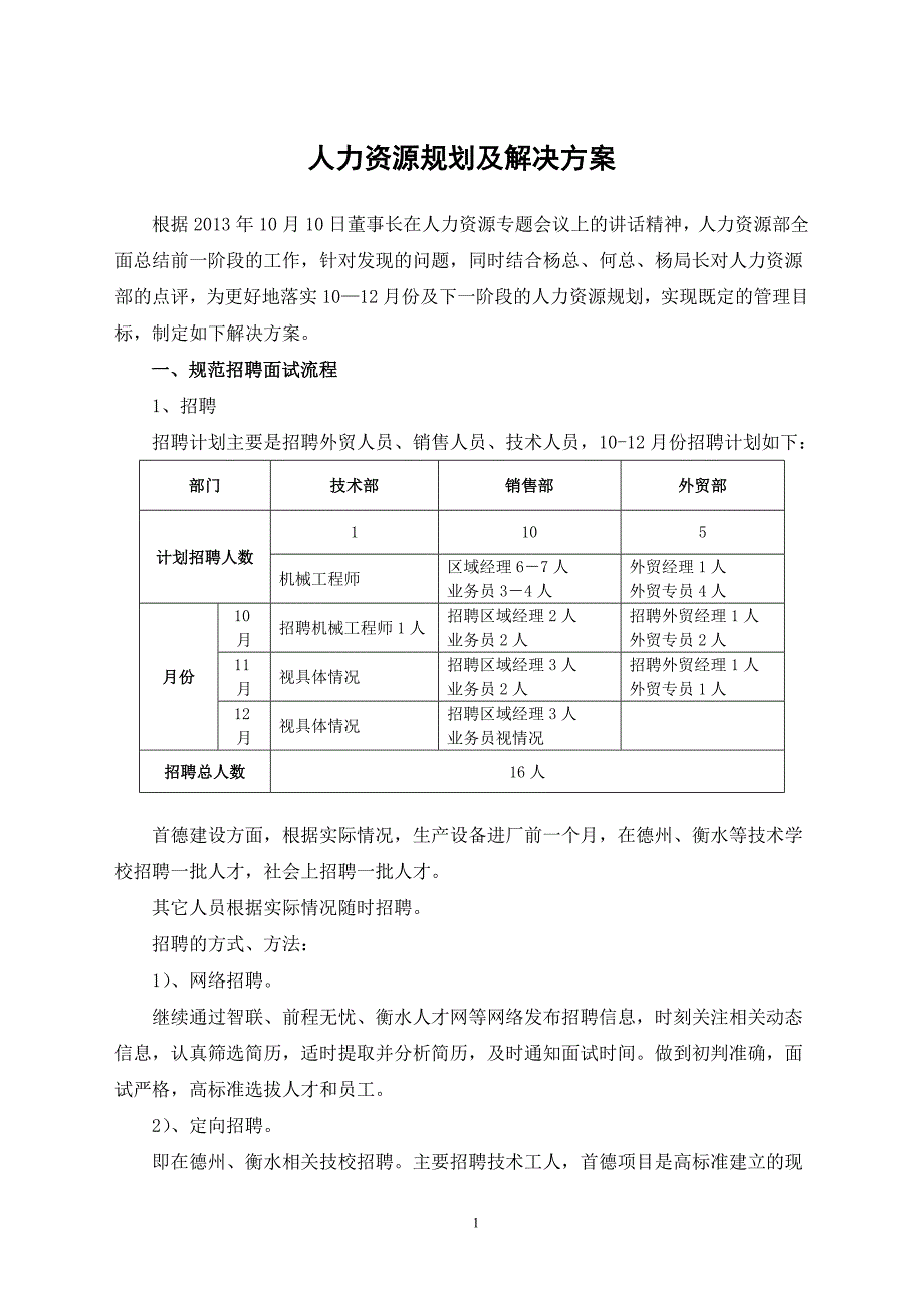 人力资源规划及解决方案_第1页