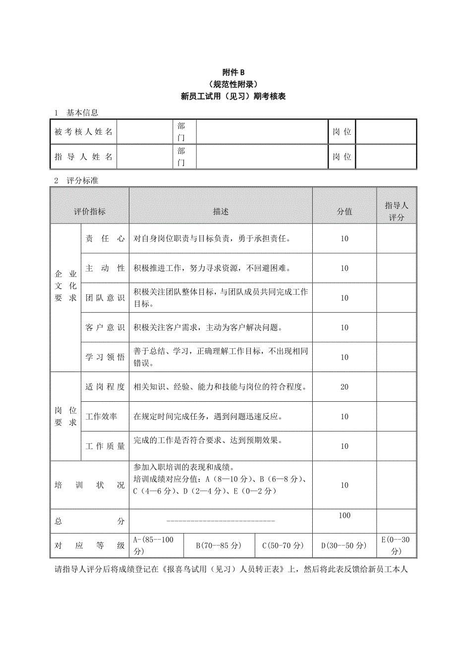 物流新员工试用期考核管理制度_第5页