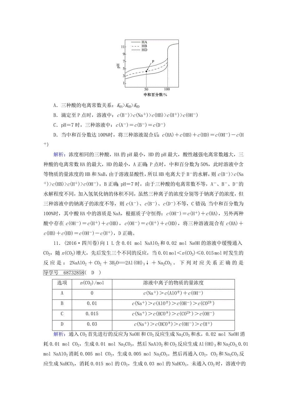 2017届高中化学 综合学业质量标准检测2 新人教版选修4_第5页