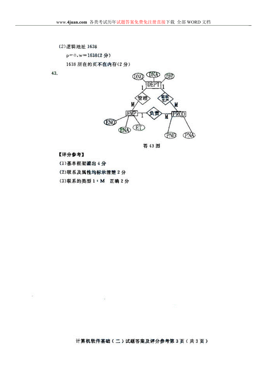 全国2006年4月计算机软件基础(二)参考答案_第3页