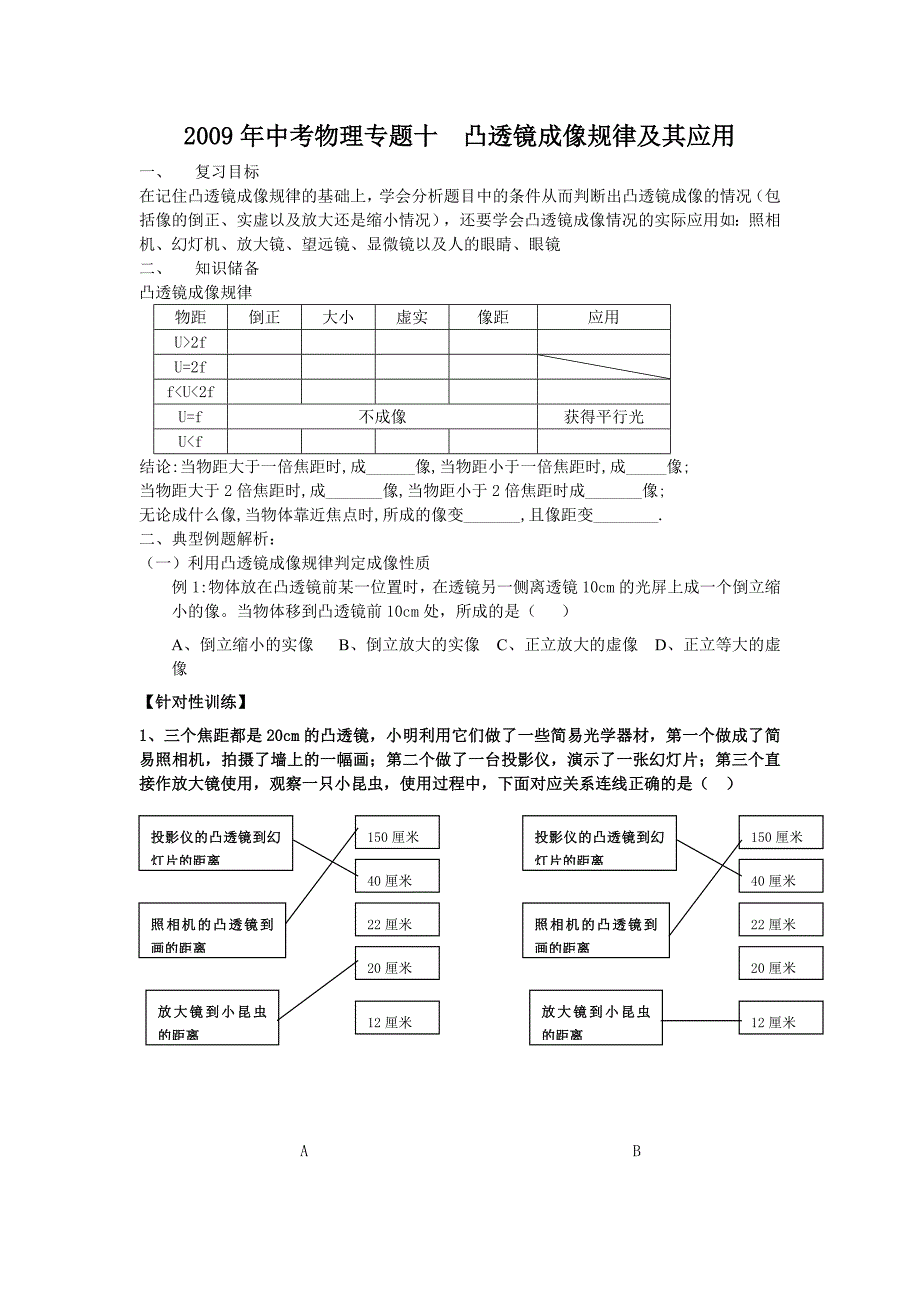 物理九年级人教新课标凸透镜成像规律其应用教案_第1页