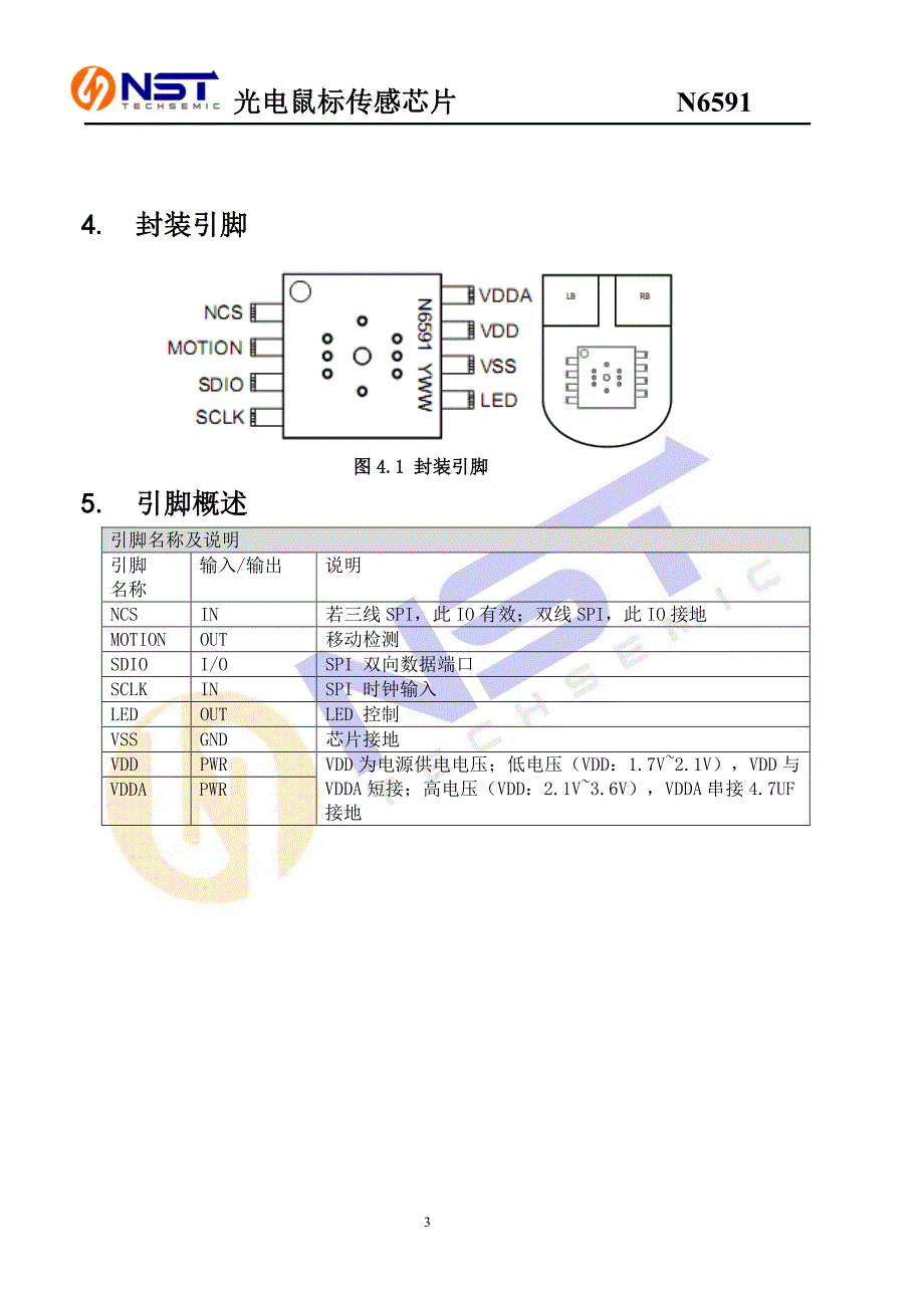 光电鼠标传感芯片N6591_第3页