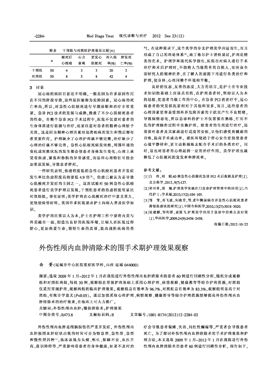 外伤性颅内血肿清除术的围手术期护理效果观察_第1页