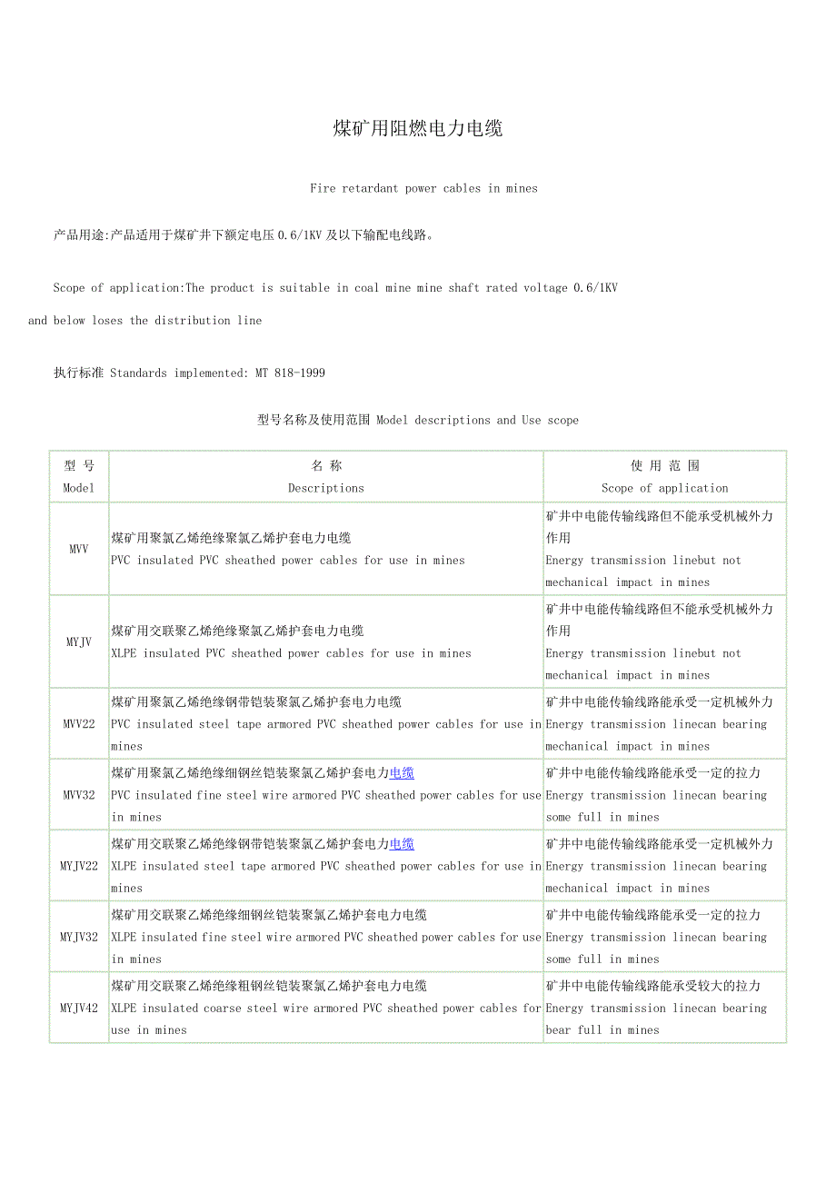 煤矿用阻燃电力电缆_第1页