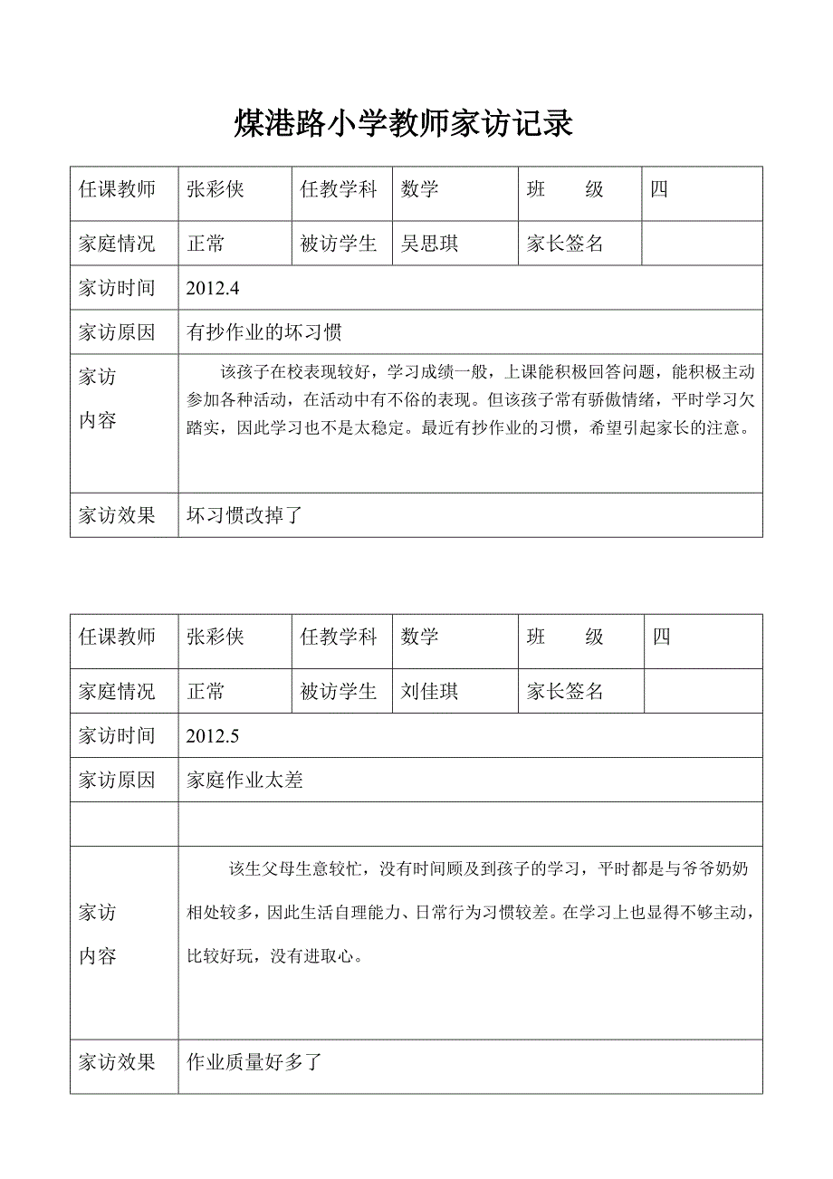 煤港路小学教师家访记录_第3页