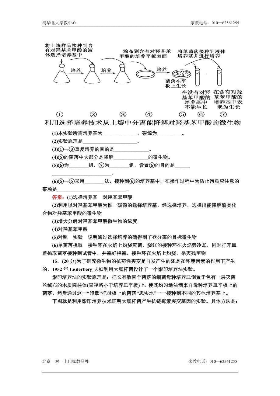 2013届高考生物第一轮课时练习题40_第5页