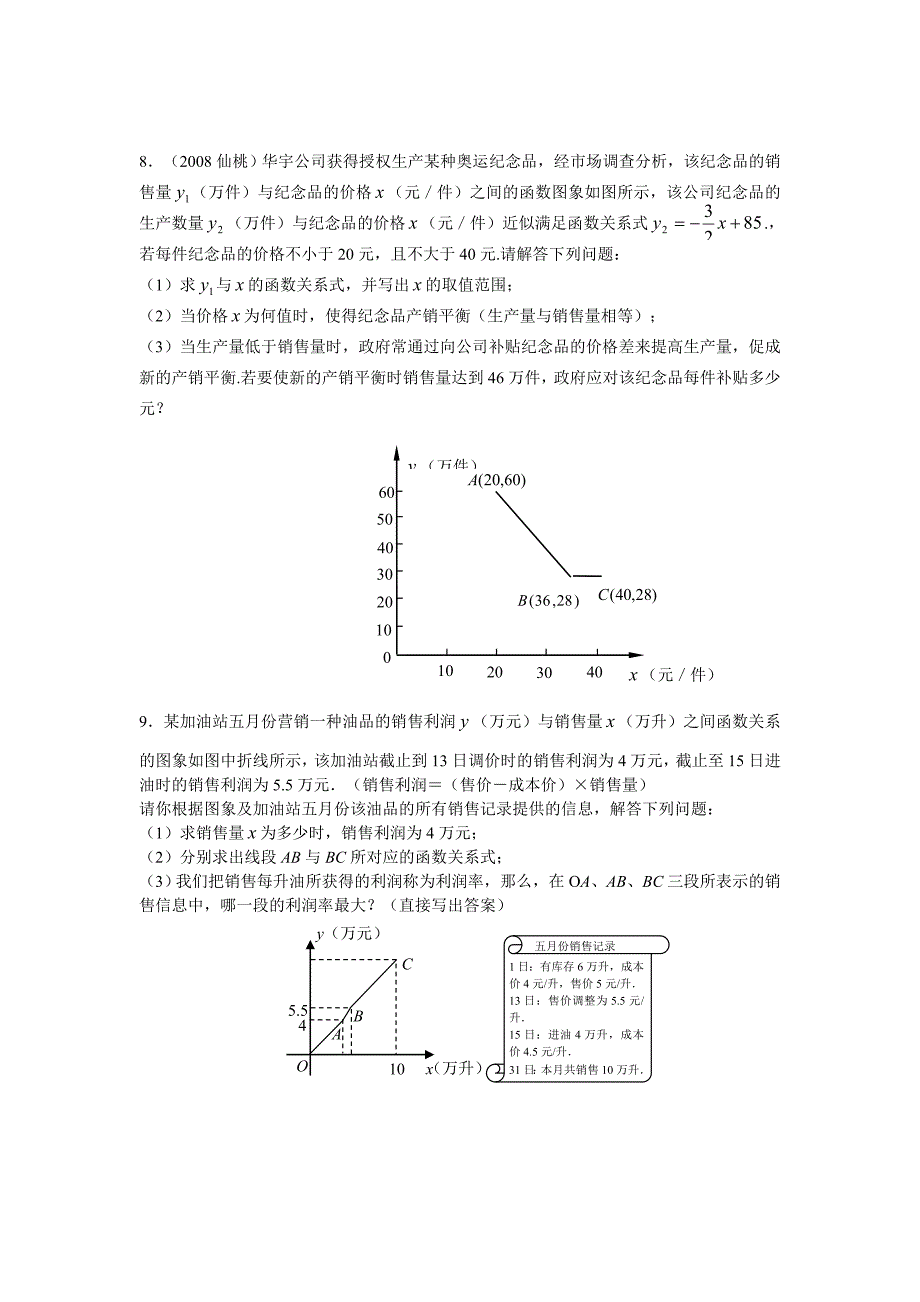 中考数学专题复习--函数应用题(有答案)_第4页