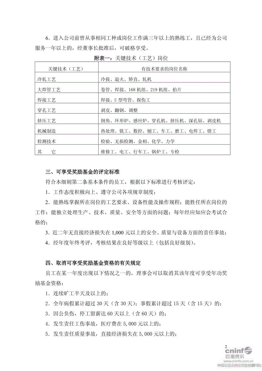 久立特材：可享受年功奖励基金实施细则(2010年12月) 2010-12-31_第2页