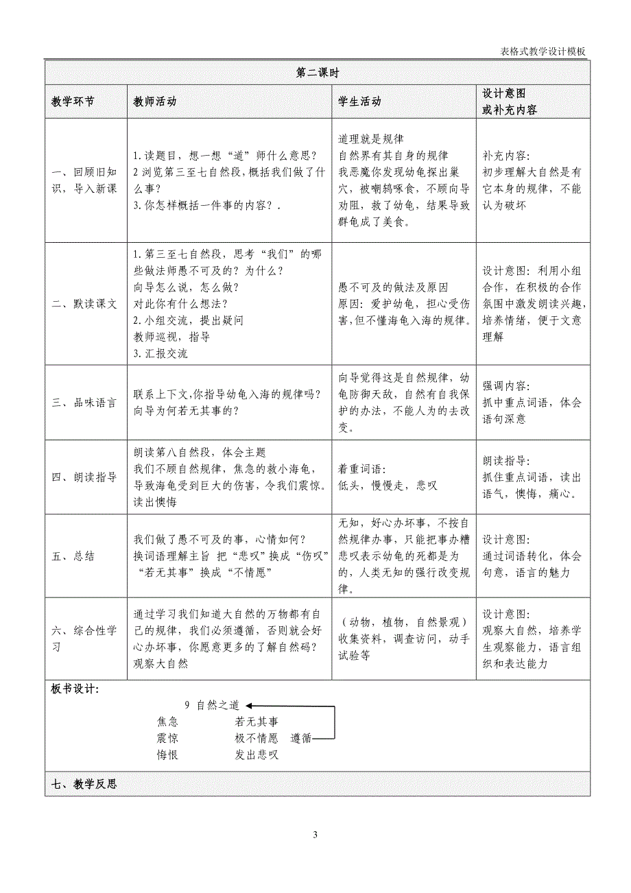 人教版四年级下册语文表格教案第三单元_第3页