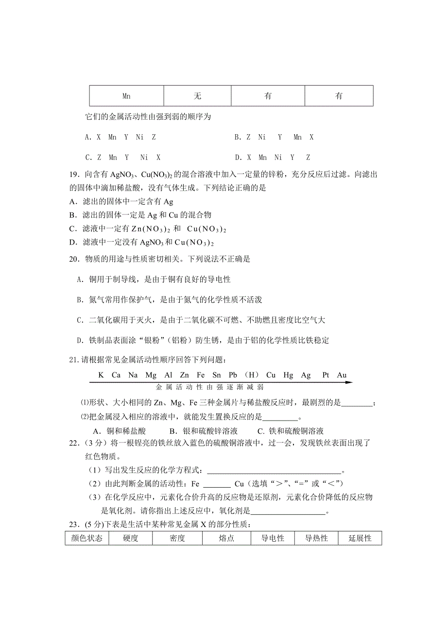 九年级化学金属习题及答案_第4页