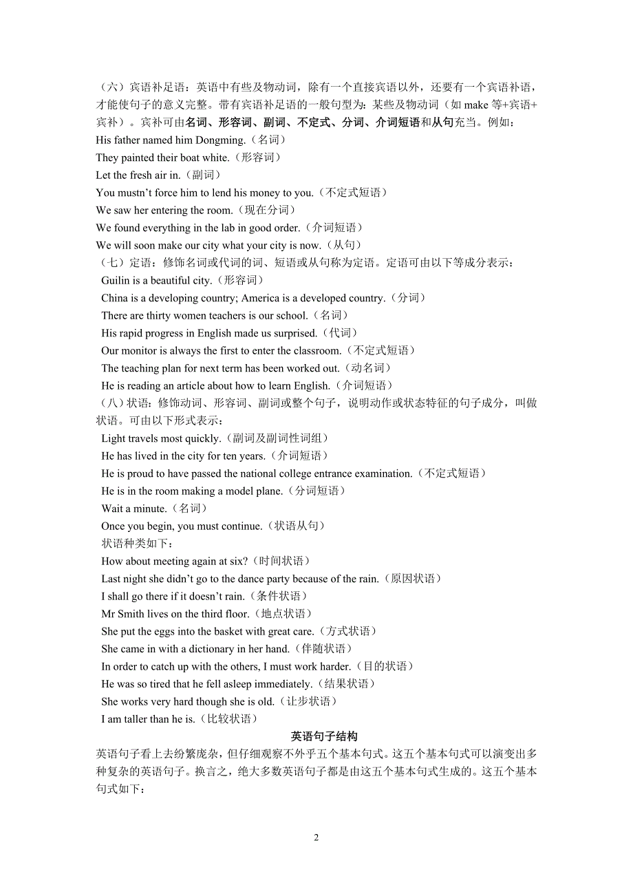 英语划分句子成分句式练习题及答案_第2页