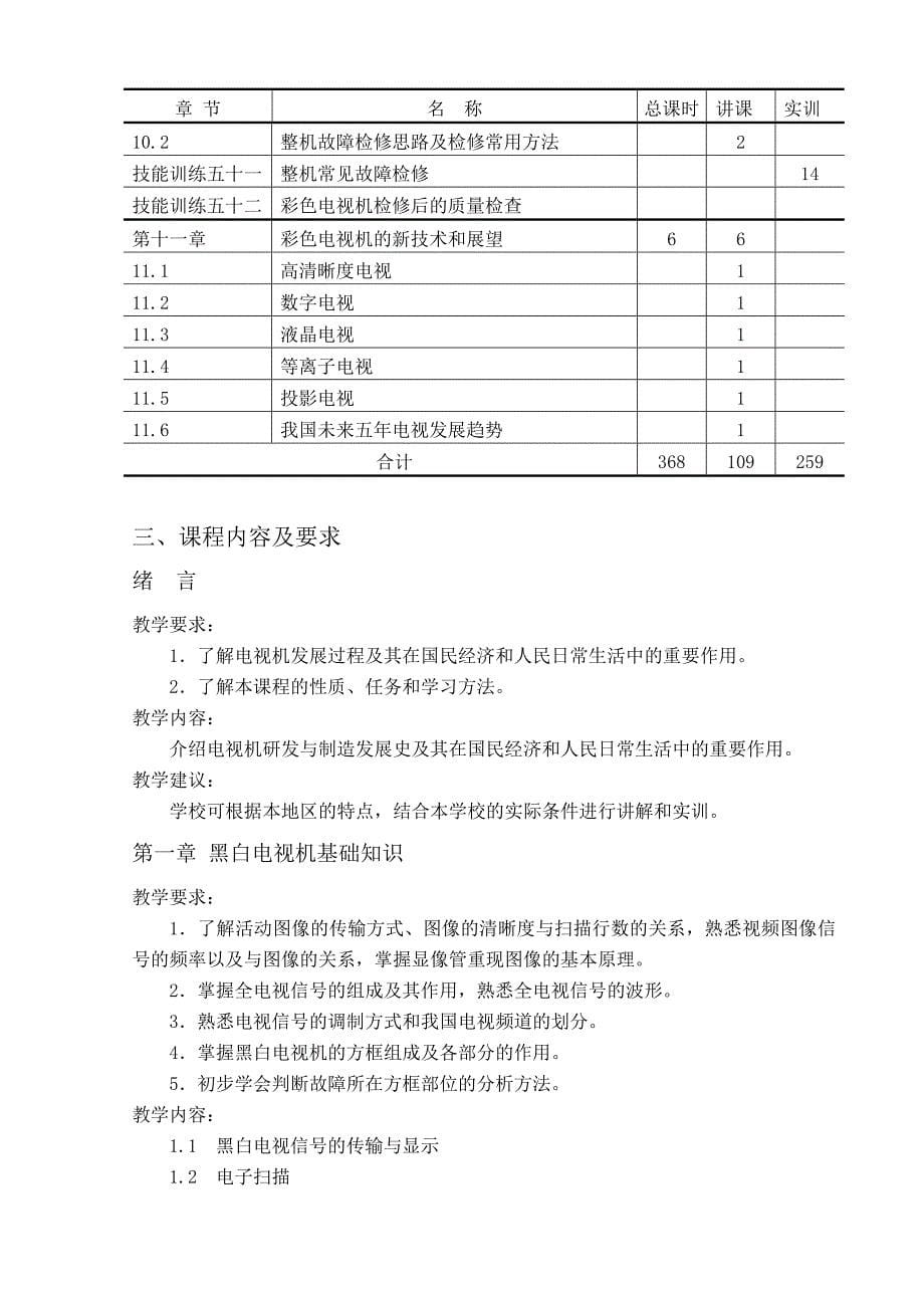 电视机原理与技能训练教学大纲_第5页