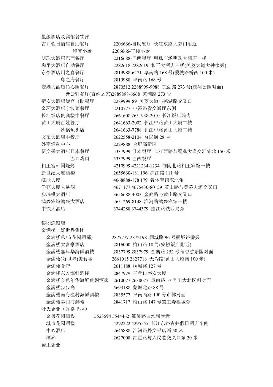 合肥酒店一览表_第1页