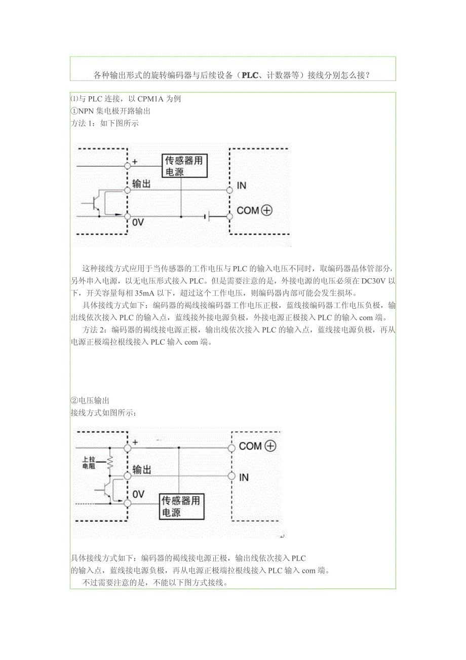 各种输出形式的旋转编码器与后续设备(plc、计数器等)接线_第1页