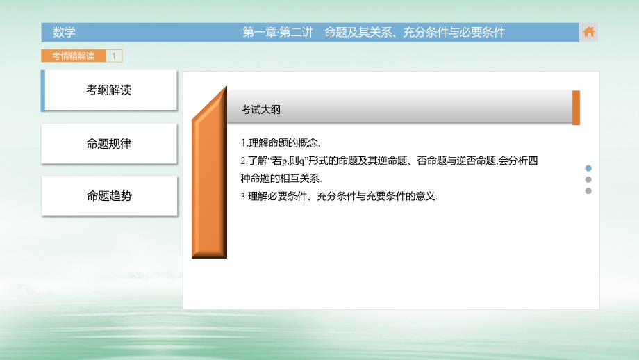 2018版高三数学一轮复习第1章集合与常用逻辑主语第二讲命题及其关系充分条件与必要条件课件文_第3页