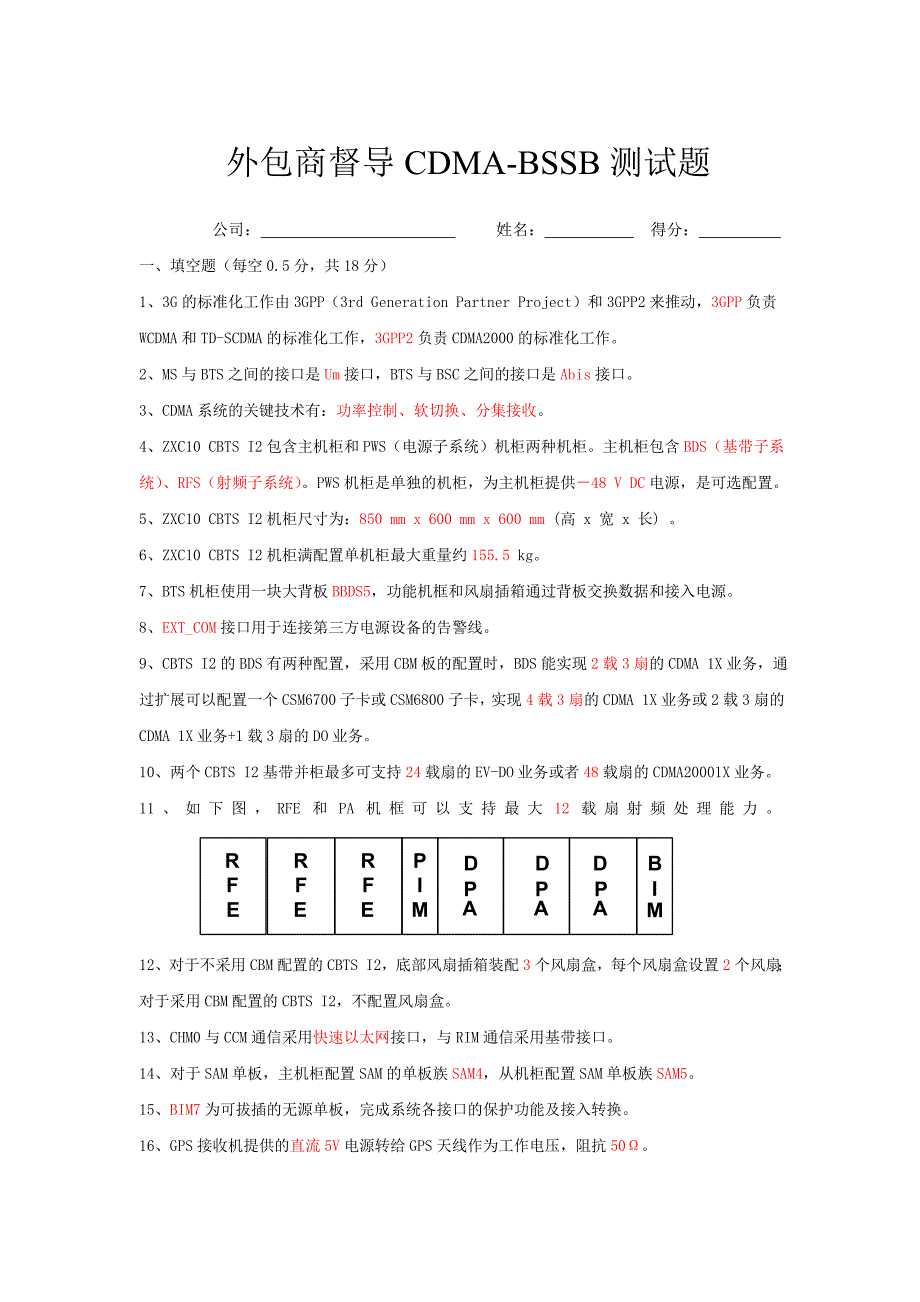 外包商督导cdma-bssb测试题_第1页