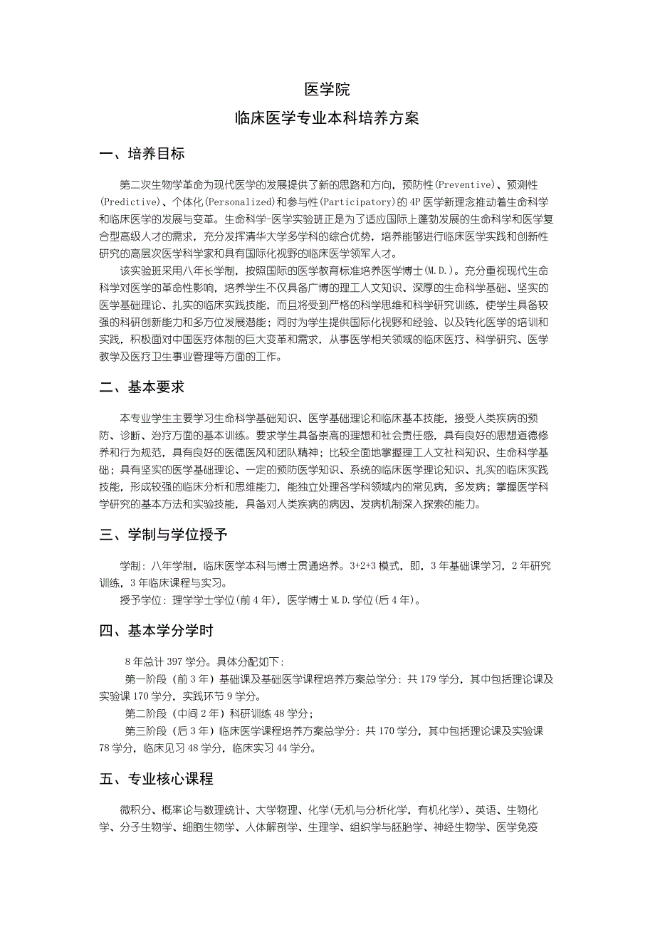 医学院临床医学专业本科培养方案_第1页