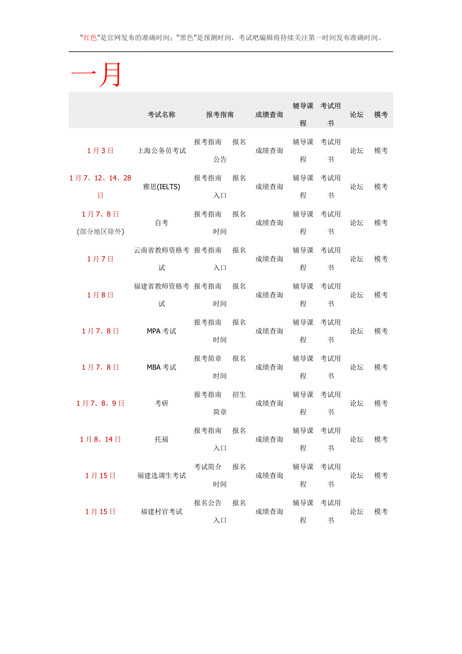 2012年考试时间表(包括各地的考试)_第2页